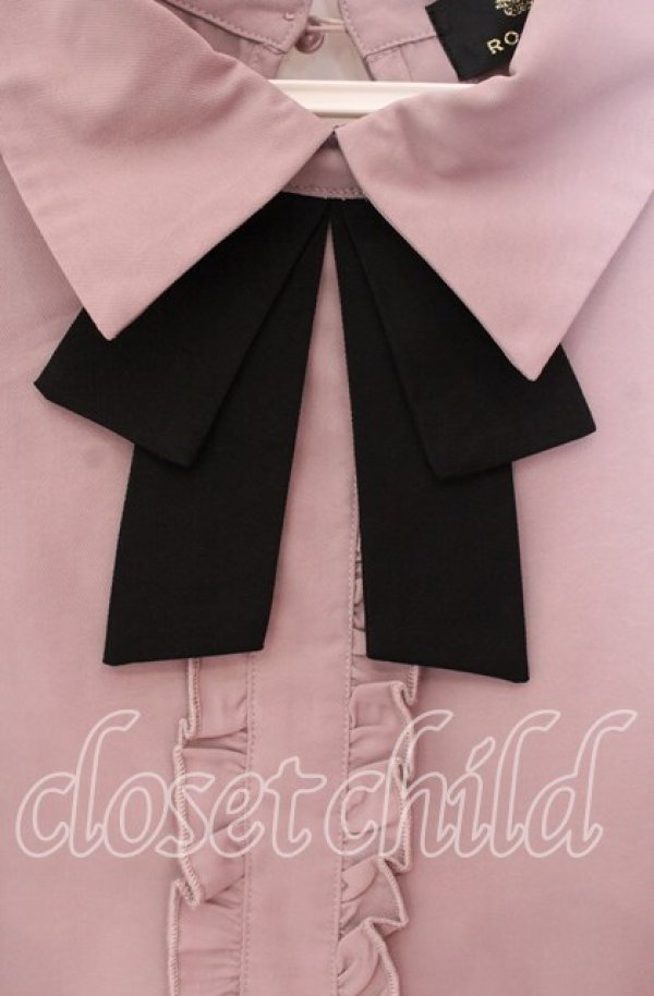 画像2: Rojita / 飾りリボン付5分袖ブラウス F ピンク O-25-09-20-050-LO-BL-OW-ZT101 (2)