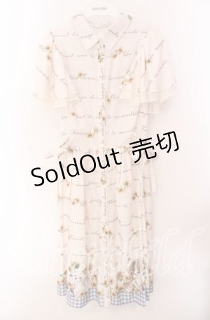 画像: axes femme POETIQUE / ヒマワリと仔犬柄ワンピース M キナリ O-25-09-20-051-AX-OP-OW-ZT259