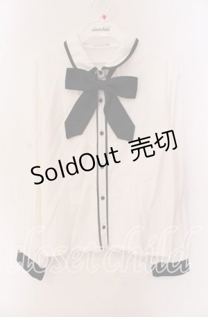 画像: axes femme POETIQUE / パイピングデザインブラウス M シロ×ネイビー O-25-09-20-055-AX-BL-OW-OS