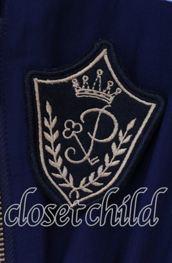 画像2: axes femme POETIQUE / エンブレムロングブルゾン M ネイビー×アオ O-25-09-20-057-AX-JA-OW-ZT513 (2)