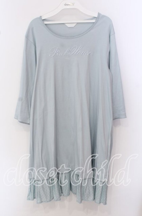 画像1: PINK HOUSE / 水玉プリント使いチュニックカットソー  サックス O-25-09-20-058-LO-OP-OW-ZI (1)