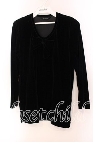 画像: INGEBORG / ベルベットリボン長袖カットソー  クロ O-25-09-20-063-LO-TO-OW-OS