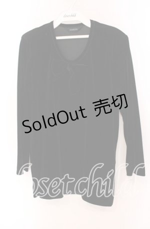 画像: INGEBORG / ベルベットリボン長袖カットソー  クロ O-25-09-20-063-LO-TO-OW-OS