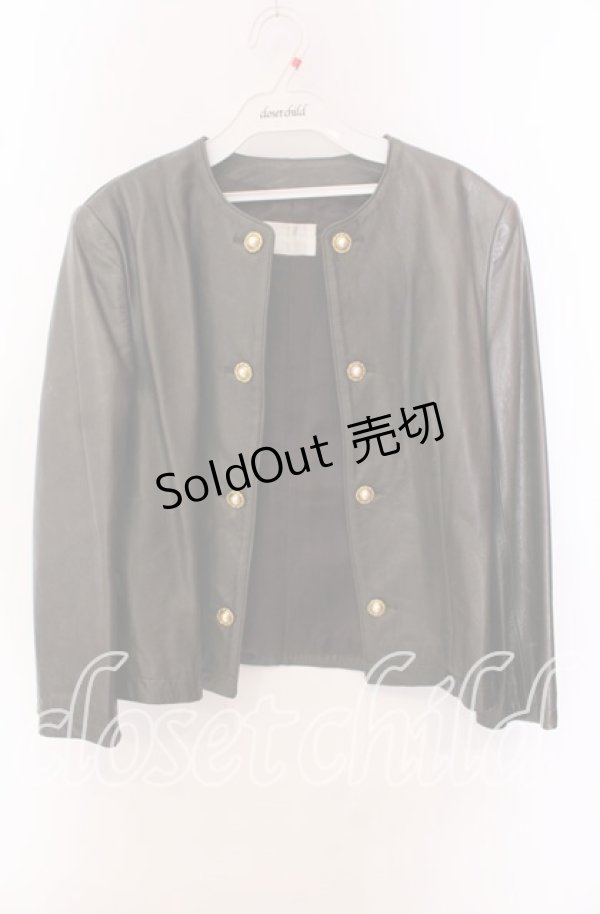 画像1: INGEBORG / パールボタン使いレザージャケット  チャコールグレー O-25-09-20-065-LO-JA-OW-ZI (1)