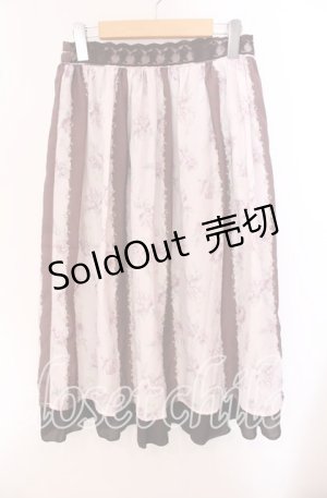 画像: axes femme / フラワーストライプスカート M ピンク O-25-09-20-070-AX-SK-OW-ZT372