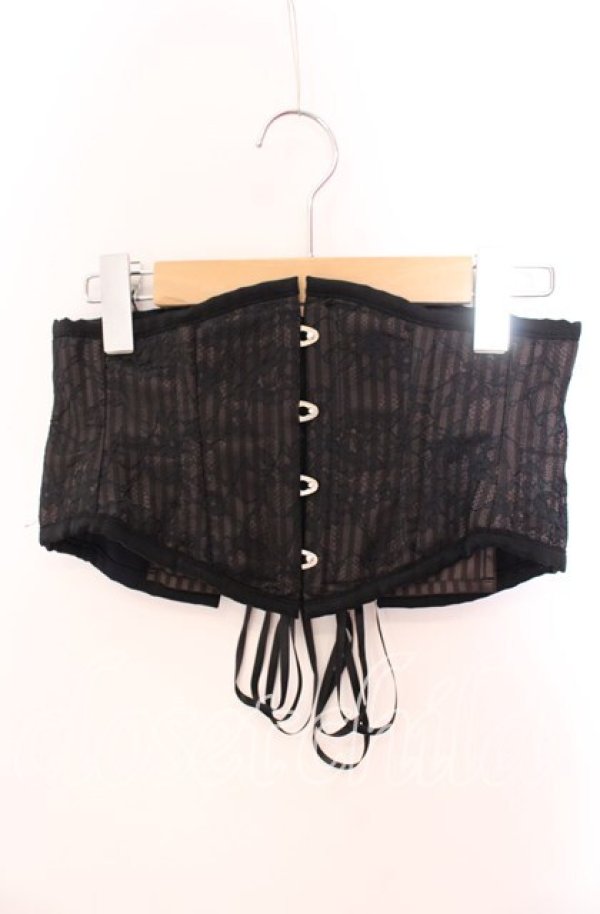 画像1: abilletage / ストライプレースコルセット  ブラウン×ブラック O-25-09-20-077-GO-TO-OW-OS (1)