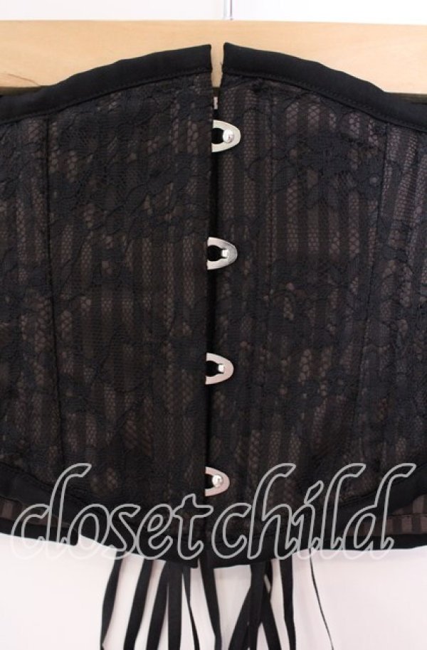 画像2: abilletage / ストライプレースコルセット  ブラウン×ブラック O-25-09-20-077-GO-TO-OW-OS (2)
