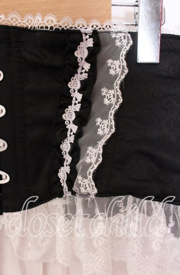画像2: ATELIER PIERROT / Frill Short Corset 2 ブラック×ホワイト O-25-09-20-078-EL-TO-OW-OS (2)