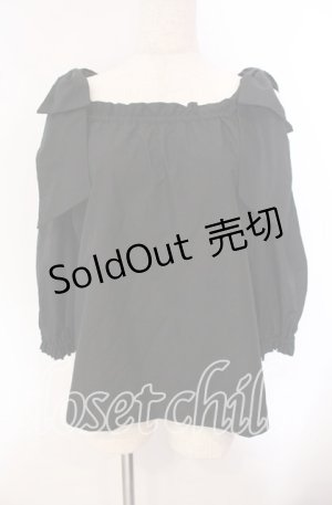 画像: 【SALE】an another angelus / ビッグリボンオフショルブラウス F クロ O-25-09-20-099-CA-BL-OW-ZT360