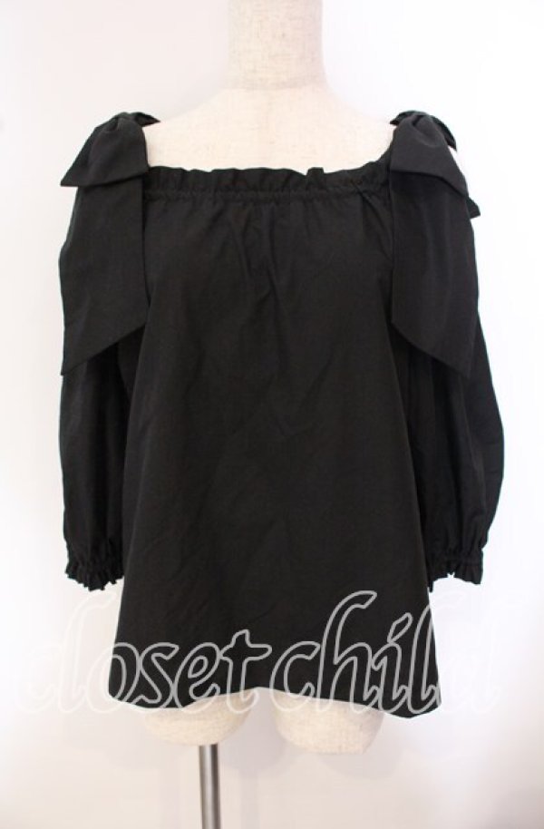 画像1: an another angelus / ビッグリボンオフショルブラウス F クロ O-25-09-20-099-CA-BL-OW-ZT360 (1)