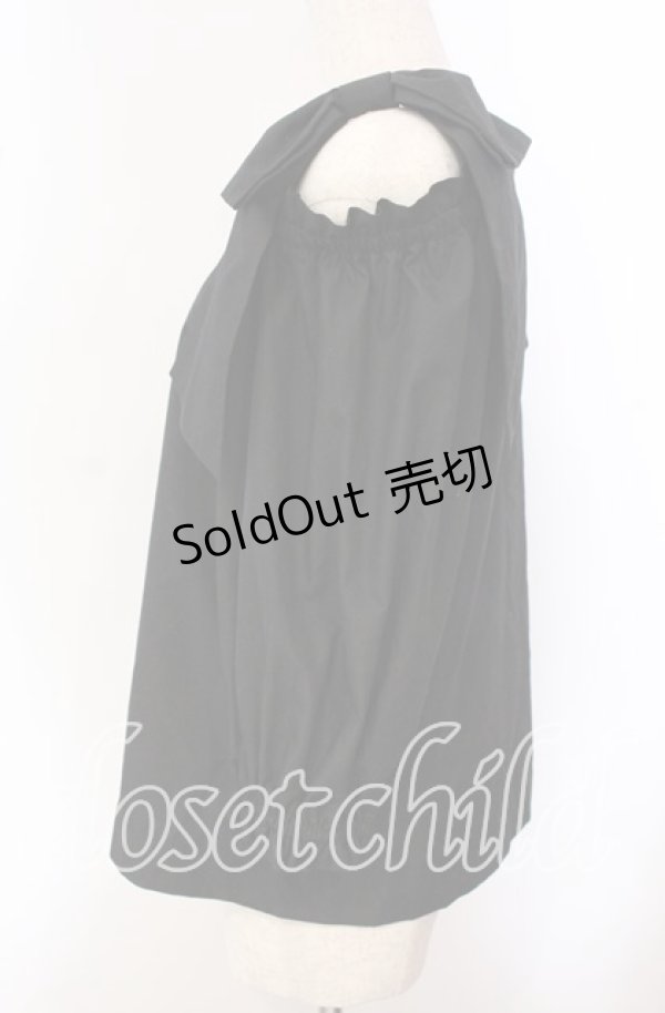 画像2: 【SALE】an another angelus / ビッグリボンオフショルブラウス F クロ O-25-09-20-099-CA-BL-OW-ZT360 (2)