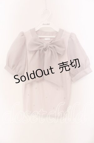 画像: evelyn / ビジュー配色ボウタイトップス  ピンク O-25-09-20-104-LO-TO-OW-ZT0924B