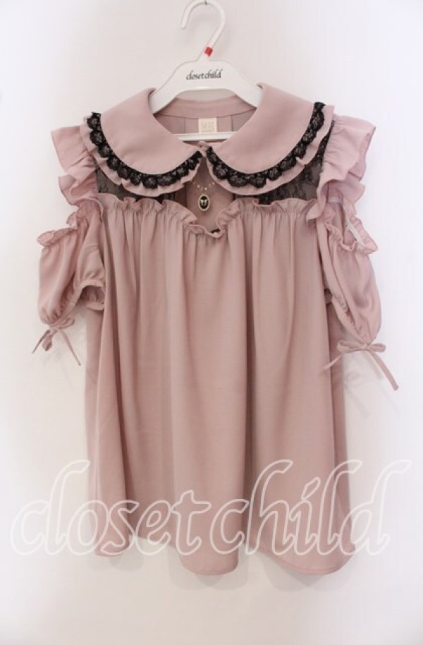 画像1: Secret Honey / レースヨークオープンショルダーブラウス 2 ピンク O-25-09-20-106-CA-BL-OW-ZT300 (1)