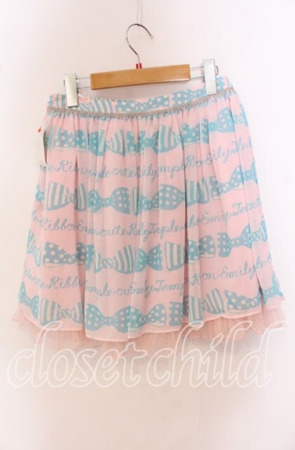 画像3: Emily Temple cute / リボン＆ロゴプリントスカート  ピンク O-25-09-20-119-ET-SK-OW-ZT456 (3)