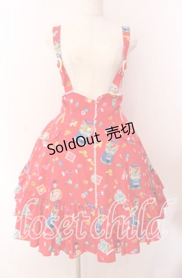 画像1: metamorphose / Candy showerフリルサロペット  アカ O-25-09-20-011-ME-OP-OW-OS (1)