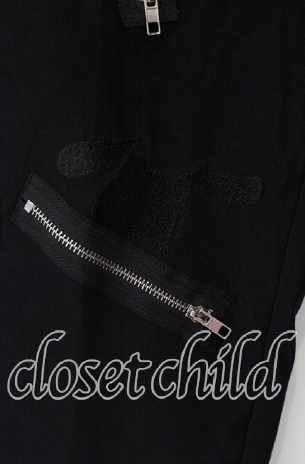 画像2: NieR Clothing / 高品質SIDE BRAID×4FAKE ZIP STYLISH PANTS パンツ  ブラック O-25-09-20-127-PU-PA-IG-ZT239 (2)