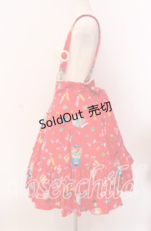 画像3: metamorphose / Candy showerフリルサロペット  アカ O-25-09-20-011-ME-OP-OW-OS (3)