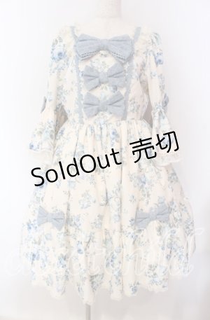 画像: axes femme kawaii / アンティークローズ柄ワンピース 3L アイボリー×サックス O-25-09-20-017-AX-OP-OW-OS