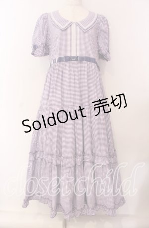 画像: Maria pipi / セーラーカラーチェックレースドレス  ラベンダー O-25-09-20-018-EL-OP-OW-OS