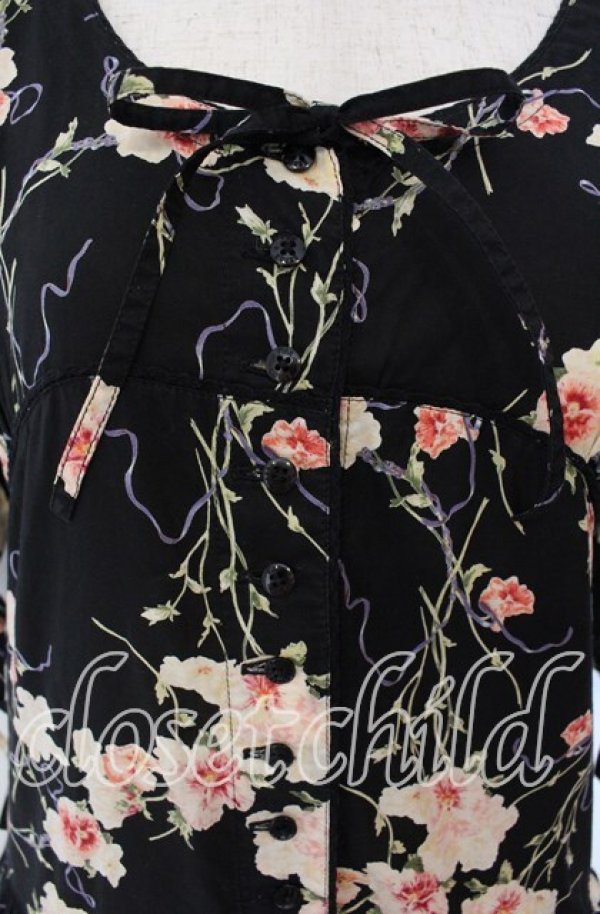 画像2: PINK HOUSE / フラワーティアードワンピース  クロ O-25-09-22-021-LO-OP-IG-OS (2)