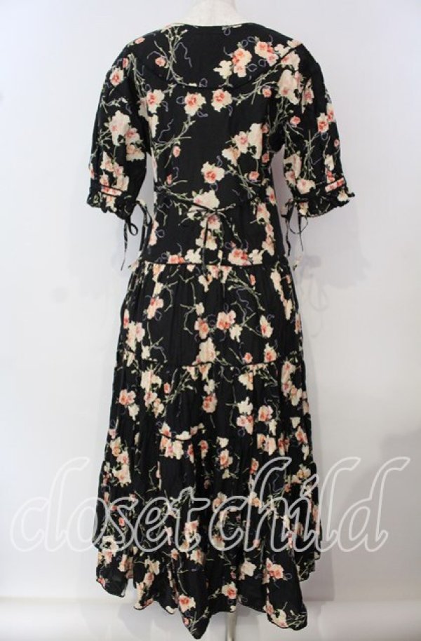 画像4: PINK HOUSE / フラワーティアードワンピース  クロ O-25-09-22-021-LO-OP-IG-OS (4)