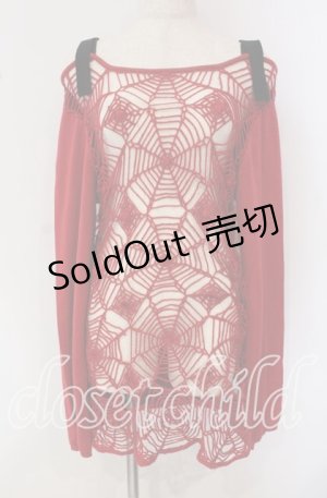 画像: PUTUMAYO / バックプリントスパイダーレースオフショルニット  レッド×ブラック O-25-09-22-023-PT-TO-IG-OS