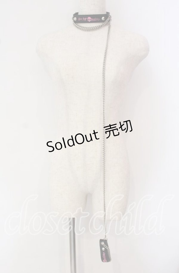 画像1: SEX POT ReVeNGe / ロゴプリントコネクトチョーカー&リスト  ブラック×ピンク O-25-09-22-025-SP-AC-IG-OS (1)