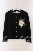 画像1: KANEKO ISAO / 花刺繍ノーカラージャケット  クロ O-25-09-22-031-EL-JA-OW-ZT054 (1)