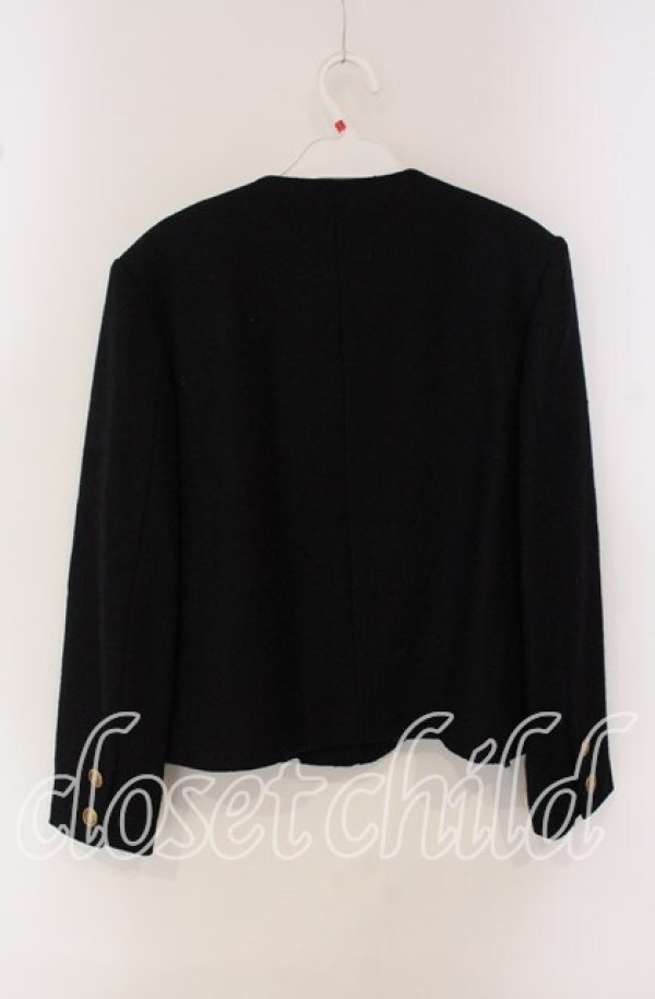 画像3: KANEKO ISAO / 花刺繍ノーカラージャケット  クロ O-25-09-22-031-EL-JA-OW-ZT054 (3)