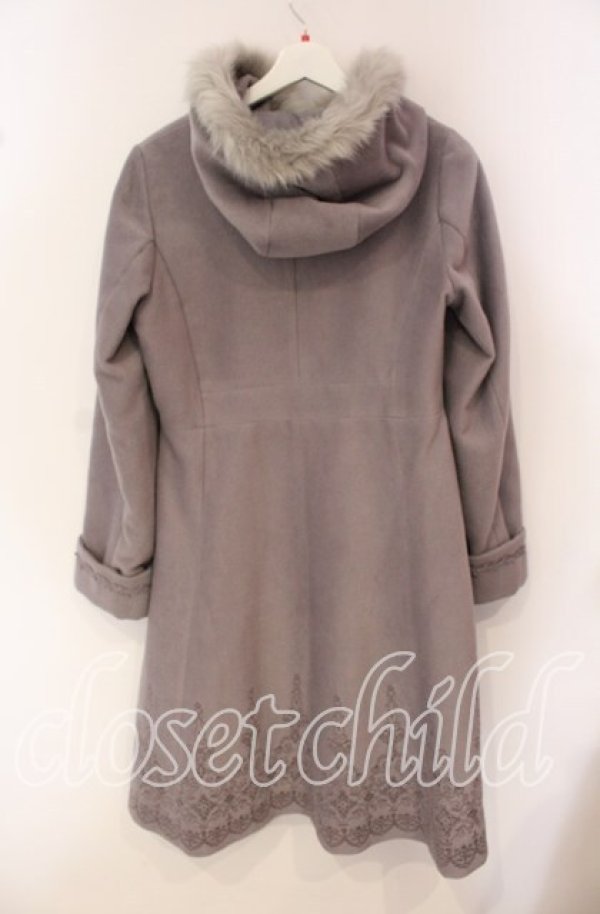 画像3: axes femme / バラ刺繍フード付コート L グレー O-25-09-22-035-AX-CO-OW-ZT-C016 (3)
