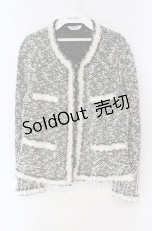 画像: INGEBORG / モコモコニットカーディガン  クロ×シロ O-25-09-22-040-LO-TO-IG-OS