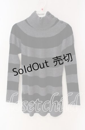 画像: INGEBORG / ボタン使いボーダーニット 9 クロ×グレー O-25-09-22-041-LO-TO-OW-OS