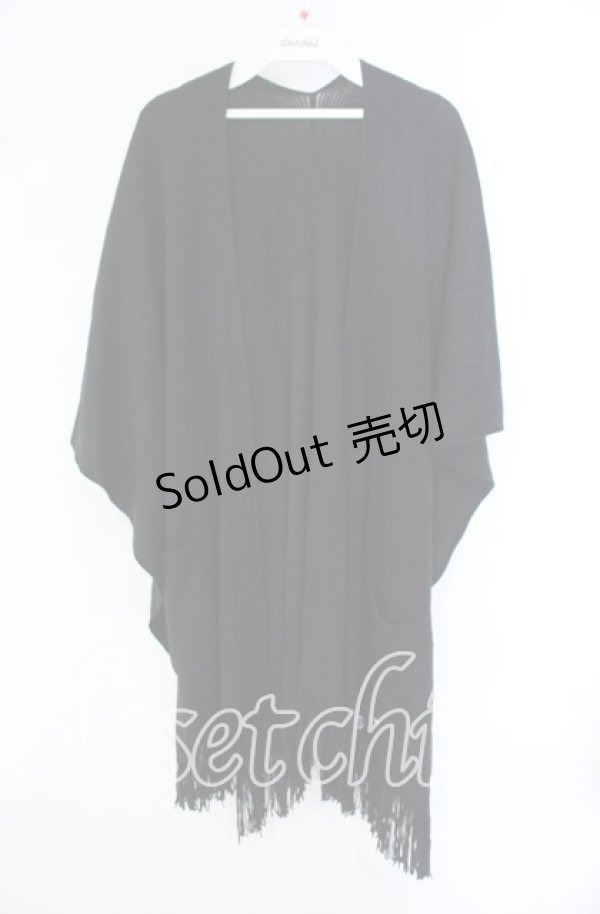 画像1: NieR Clothing / 2WAYポケット付きケープ風ニットカーディガン【BLACK】  ブラック O-25-09-22-045-PU-TO-IG-ZT320 (1)