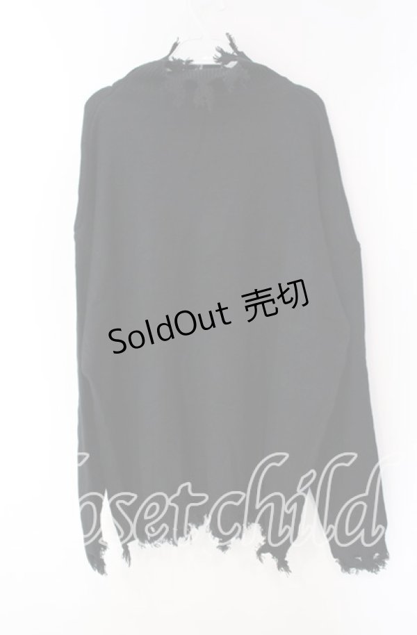 画像3: NieR Clothing / ハイネックDAMAGE UNISEX KNIT ニット  ブラック O-25-09-22-046-PU-TO-IG-OS (3)