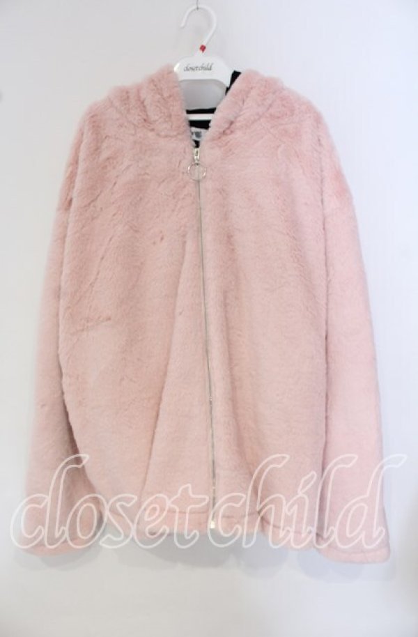 画像1: NieR Clothing / 超ふわもこBACK LOGO ZIP OUTER【PINK】アウター  ピンク O-25-09-22-049-PU-CO-IG-ZT-C046 (1)