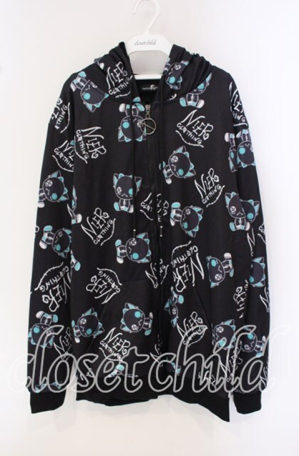 画像1: NieR Clothing / 超ふわもこBACK LOGO TWO-TONE ZIP OUTER【シエルカラー】 アウター  グリーン×ブラック O-25-09-22-050-PU-CO-IG-ZT318 (1)