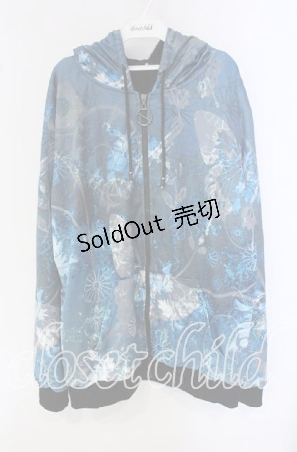 画像1: NieR Clothing / 内側超ふわもこ総柄GRADATION ZIP PARKA【和柄九尾×BUTTERFLY】 パーカー  ブルー系 O-25-09-22-053-PU-TO-IG-ZT1012R (1)