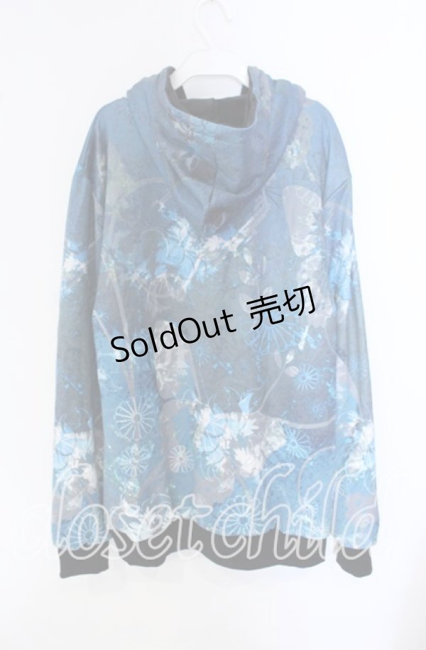 画像3: NieR Clothing / 内側超ふわもこ総柄GRADATION ZIP PARKA【和柄九尾×BUTTERFLY】 パーカー  ブルー系 O-25-09-22-053-PU-TO-IG-ZT1012R (3)