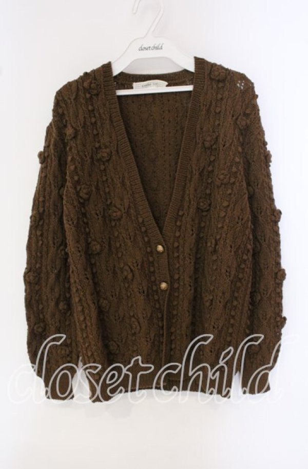 画像1: KANEKO ISAO / お花モチーフニットカーディガン  ブラウン O-25-09-22-054-EL-TO-OW-ZT388 (1)