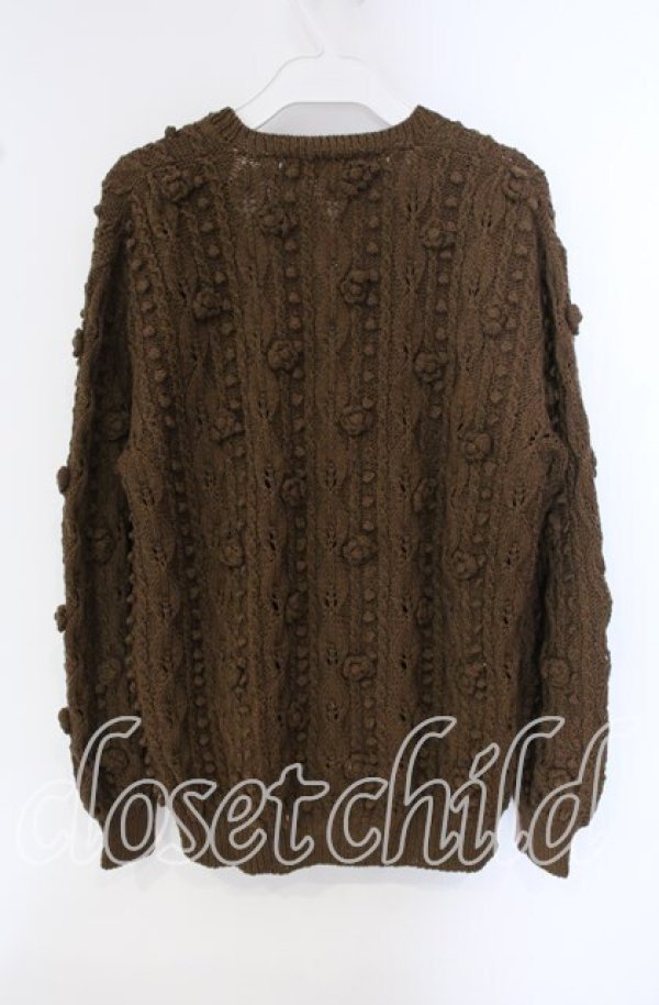 画像3: KANEKO ISAO / お花モチーフニットカーディガン  ブラウン O-25-09-22-054-EL-TO-OW-ZT388 (3)