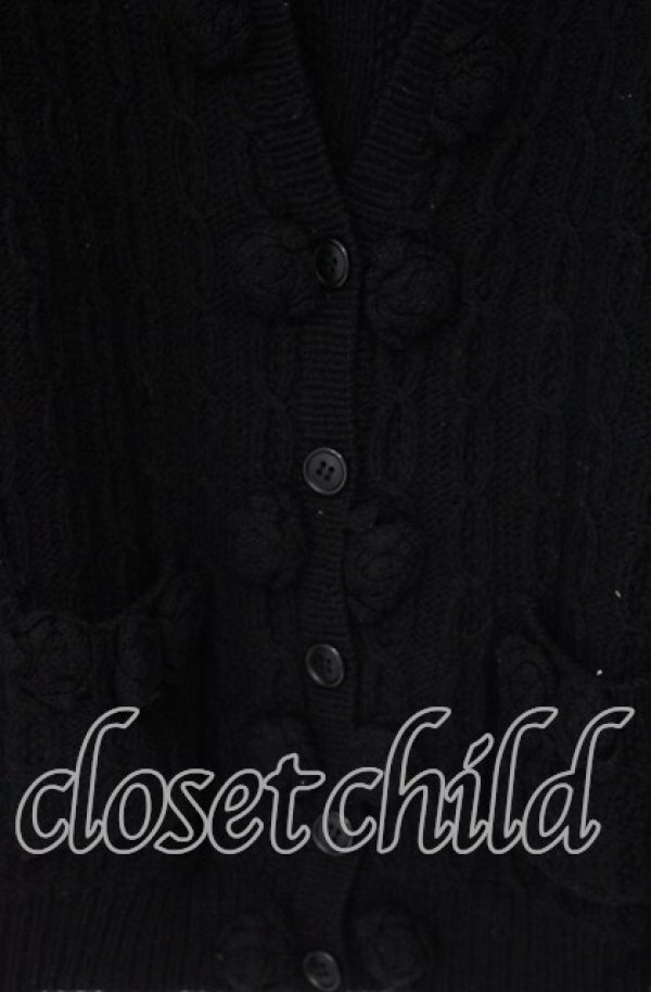 画像2: KANEKO ISAO / ローズモチーフカーディガン  クロ O-25-09-22-055-EL-TO-OW-OS (2)