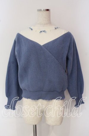 画像: axes femme POETIQUE / カシュクールレイヤードプルオーバー M ブルー×オフ O-25-09-22-064-AX-TO-IG-OS