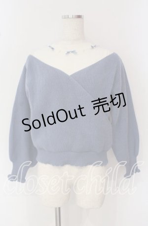 画像: axes femme POETIQUE / カシュクールレイヤードプルオーバー M ブルー×オフ O-25-09-22-064-AX-TO-IG-OS