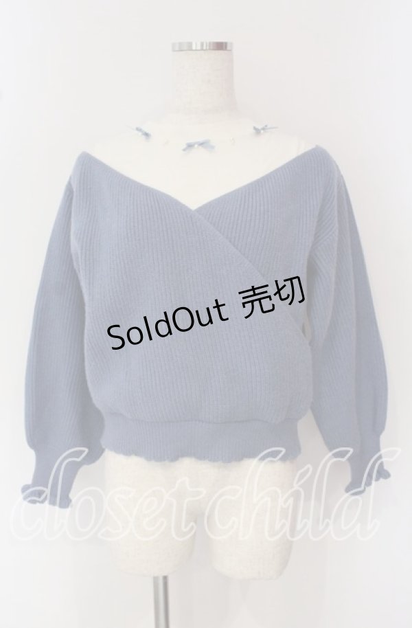 画像1: axes femme POETIQUE / カシュクールレイヤードプルオーバー M ブルー×オフ O-25-09-22-064-AX-TO-IG-OS (1)