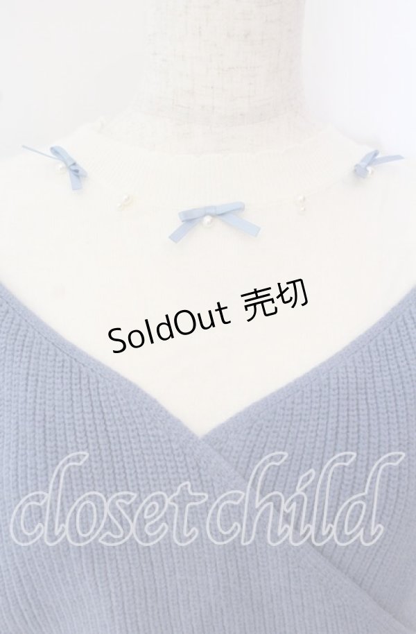 画像2: axes femme POETIQUE / カシュクールレイヤードプルオーバー M ブルー×オフ O-25-09-22-064-AX-TO-IG-OS (2)