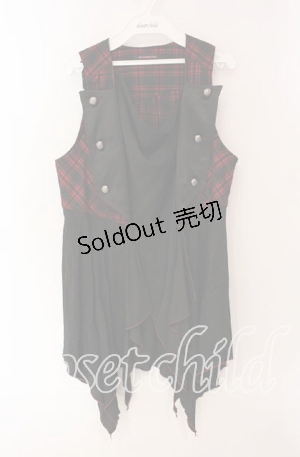 画像1: ALGONQUINS / ナポレオンアシメジレ  レッド×ブラック O-25-09-22-065-AL-TO-IG-OS (1)