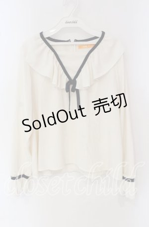 画像: 【SALE】Fi.n.t / パイピングリボンラッフルカラーブラウス  アイボリー O-25-09-22-074-CA-BL-IG-ZT372