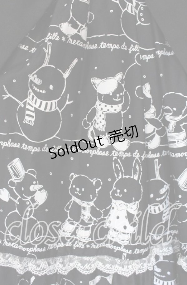 画像3: metamorphose / なかよしゆきあそびハイウエストジャンパースカート  クロ O-25-09-22-011-ME-OP-IG-OS (3)