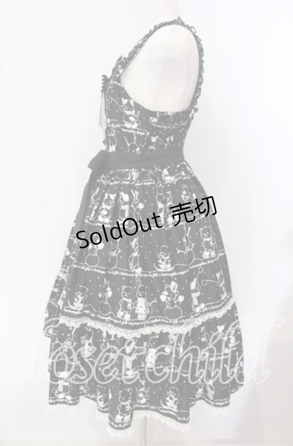 画像4: metamorphose / なかよしゆきあそびハイウエストジャンパースカート  クロ O-25-09-22-011-ME-OP-IG-OS (4)