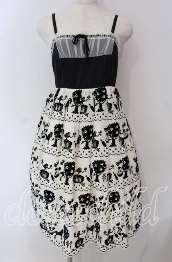 画像1: Emily Temple cute / pippiフロッキーptサロンワンピース  アイボリー×クロ O-25-09-22-020-ET-OP-OW-ZT382 (1)